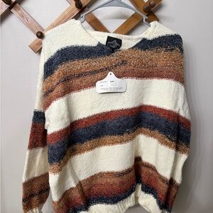 Angie Cream and Rust Striped Sweater